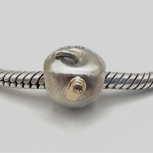 Pandora Sterling Silver & 14K Gold Apple with Worm Charm